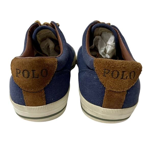 Polo Ralph Lauren Vaughn Sneaker Shoes 9.5 D Blue Canvas Lace Up Men Pre… - Picture 4 of 8